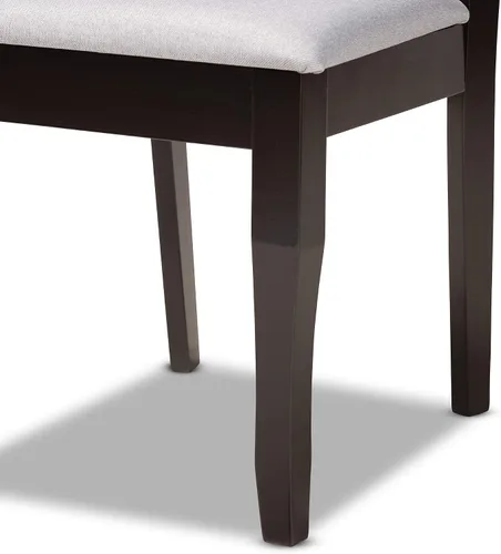 Vista 7 de Baxton Studio Mael - Juego de 2 sillas de comedor y sillas de comedor tapizadas de tela gris y acabado marrón oscuro de madera
