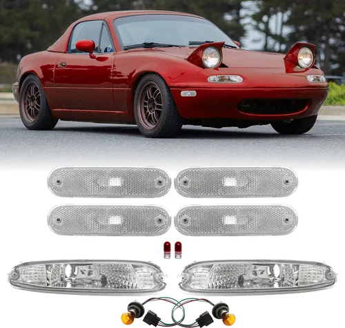 Vista 12 de USR 90-97 Miata MX-5 NA 7” Pulgadas Redondas H6024 Faros LED Proyector H6014 Negro Carcasa 6024 Haz Alto/Bajo Sellado (Par) Compatible con Mazda