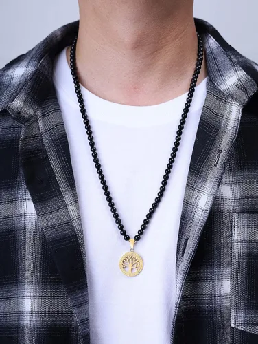 Vista 2 de COAI Collar con colgante de árbol de la vida 108 cuentas Japa Mala Piedra