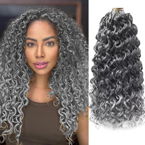 Vista 67 de GoGo Curl Crochet Hair 18 pulgadas onda de agua pelo sintético bohemio ganchillo trenzado jengibre onda profunda extensiones de cabello trenzado