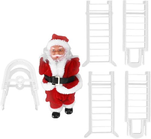 Vista 5 de Figura de Papá Noel escalador, adorno eléctrico de Papá Noel para escalar, decoración colgante de arriba y abajo, adornos para árbol de Navidad