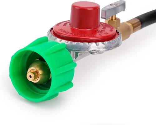 Vista 2 de Stanbroil Válvula Reguladora Ajustable de Alta Presión de Propano de 48 Pulgadas 10 PSI con Conjunto de Manguera - QCC1 x Conexión Giratorio de 3/8
