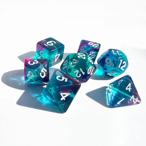 Vista 6 de Juego de Dados D&D de 7 Piezas Verde Transparente Color Mixto – Juego de Dados DND para D&D, COC, TTRPGs, Dungeons and Dragons, MTG, Accesorios