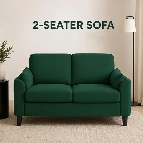 Vista 4 de 57" Small Loveseat Sofa, Mid Century Modern Love Seat Couch with Back Cushions and Plastic Legs, 2 Seater Couches for Living Room, Bedroom, Small