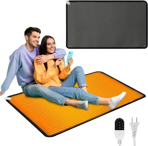Vista 12 de QOUBAI Alfombra Calefactora de Suelo de PVC de 110V Calentador para Calentador de Pies Debajo del Escritorio 22 x 20 Pulgadas Almohadilla Térmica