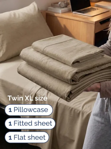 Vista 537 de Extra Deep Twin XL Sheet Set - 3 Piece College Dorm Room - White 01-Blanco