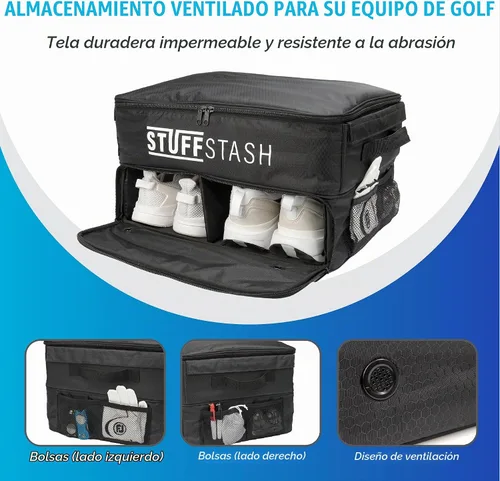 Vista 4 de STUFFSTASH Organizador de maletero de golf para automóvil, rígido, no se derrumba, compartimento ventilado para zapatos, divisores ajustables