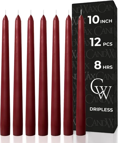 Vista 22 de CANDWAX Juego de 12 velas cónicas color naranja de 8 pulgadas, sin goteo, sin perfume, de larga duración, perfectas para fiesta de Halloween