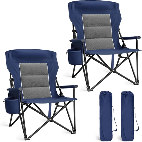 Vista 11 de LET'S CAMP Sillas de camping de gran tamaño Silla de césped resistente con Negro