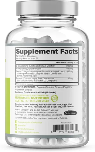 Vista 3 de NutraOne JointOne - Suplemento articular para mujeres y hombres para ayudar a mantener la salud de las articulaciones con colágeno, glucosamina