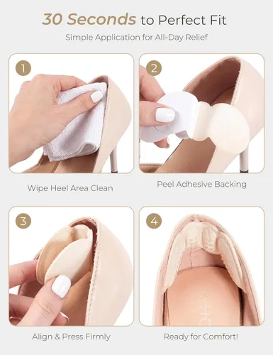 Vista 5 de Almohadillas para el talón para zapatos demasiado grandes: agarre antideslizante para el talón Zapatos de mujer (4 pares) - Insertos acolchados que