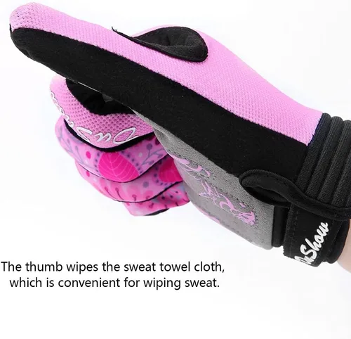 Vista 6 de DuShow Guantes de ciclismo para mujer, guantes de ciclismo de montaña para mujer, guantes acolchados de gel para pantalla táctil, guantes