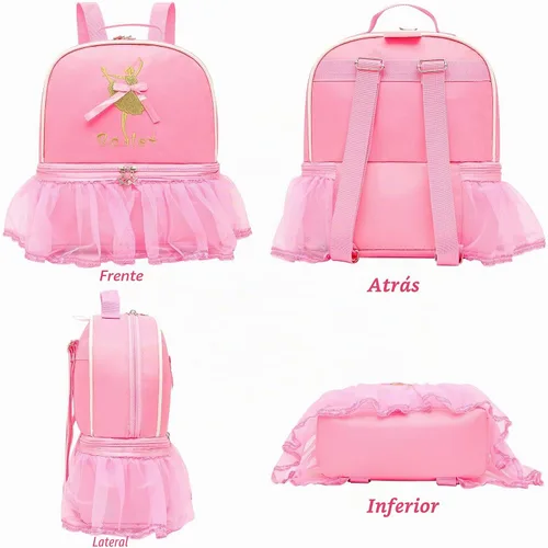 Vista 5 de Dorlubel - Linda mochila de ballet con tutú con llavero para niñas Tutú rosa niña 7