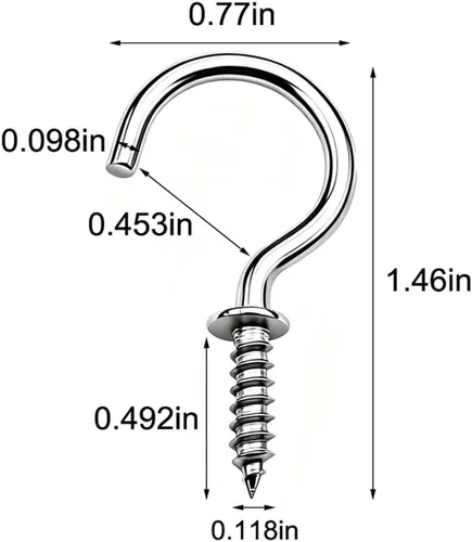 Vista 3 de 30 ganchos de techo de acero inoxidable (304) con tornillos de 1 pulgada, ganchos de luz atornillados