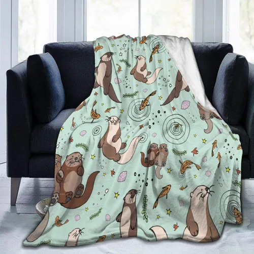 Vista 13 de Manta de Nutria Regalos de Nutria para Mujeres Hombres Niños Manta Liviana de Felpa para Regazo Manta de Franela Suave para Sofá Regalos
