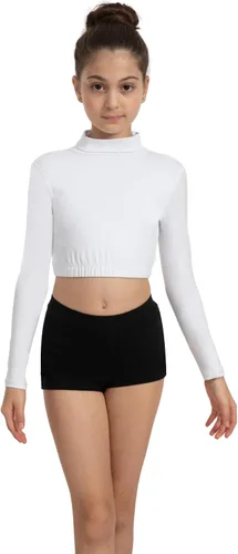 Vista 3 de Tegmk Maillot básico de manga larga con cuello alto para niñas con broches duraderos, forro frontal, cremallera trasera