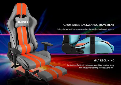 Vista 3 de Raidmax Superior DK905 - Sillas de juegos para computadora de auto de carreras, reposabrazos ajustable 3D, almohadas de cabeza y madera, base