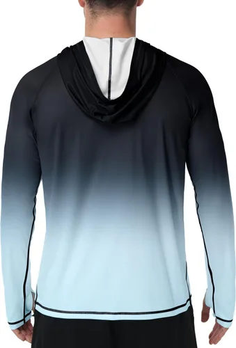 Vista 2 de Roadbox Sudadera con capucha UPF 50+ para hombre, con capucha UV, manga larga, ligera, protección contra erupciones SPF para exteriores, senderismo