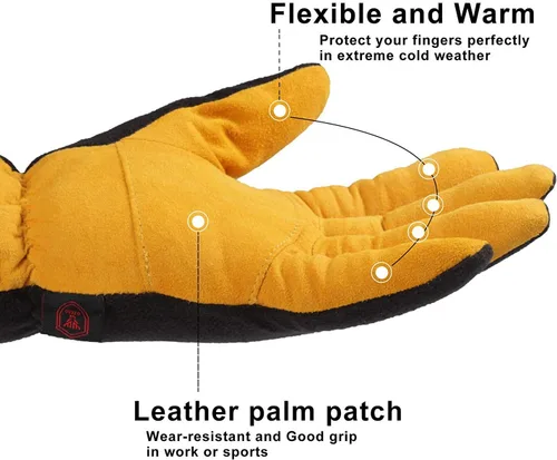 Vista 4 de SKYDEER Super Soft and Warm Winter Gloves with Deersplit Leather Suede and 3M Thinsulate Insulation for Cold Weather SD5176T