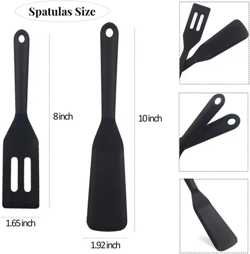 Vista 6 de Mini espátula para servir brownie, espátulas de silicona flexible y antiadherente, resistente al calor, para voltear huevos en sartén pequeña