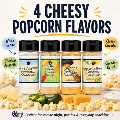 Vista 2 de Premium Paquete de 4 condimentos para palomitas Sabores variados de Cheddar