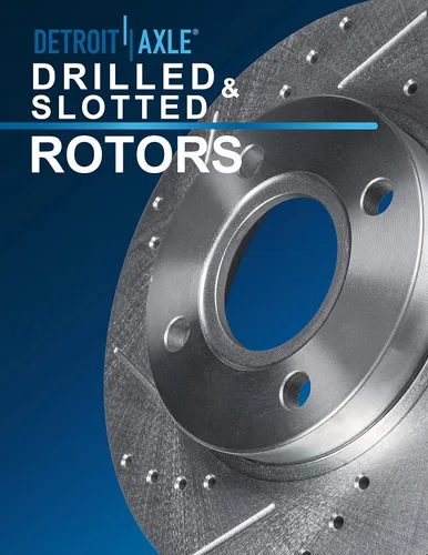 Vista 64 de Detroit Axle - Rotores de freno para Ford 2013-2019 Explorer Taurus Flex Lincoln MKT MKS, rotores de freno de disco ranurados perforados de repuesto