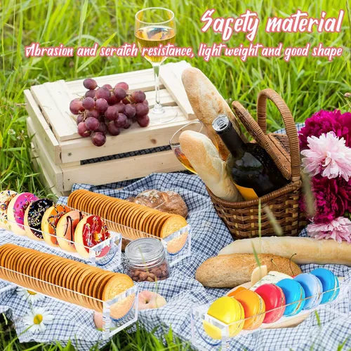 Vista 6 de 6 bandejas transparentes para servir galletas rectangulares para servir bandejas de servir, soportes transparentes de exhibición de alimentos