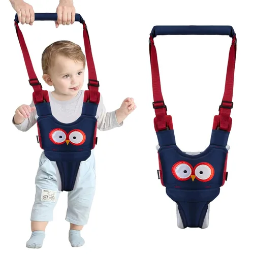Vista 8 de Arnés de mano para caminar para bebé, cinturón ajustable para niños pequeños, arnés para caminar de pie, ayudante de aprendizaje con entrepierna Azul