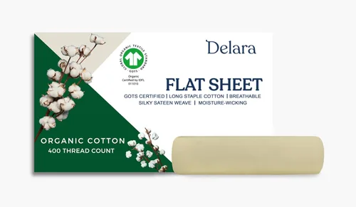 Vista 12 de GOTS Certified 100% Organic Cotton Flat Sheet, 400TC Long Staple Cotton, Ultra Soft, Silky, Moisture-Wicking, Smooth & Breathable, Best Sheets for