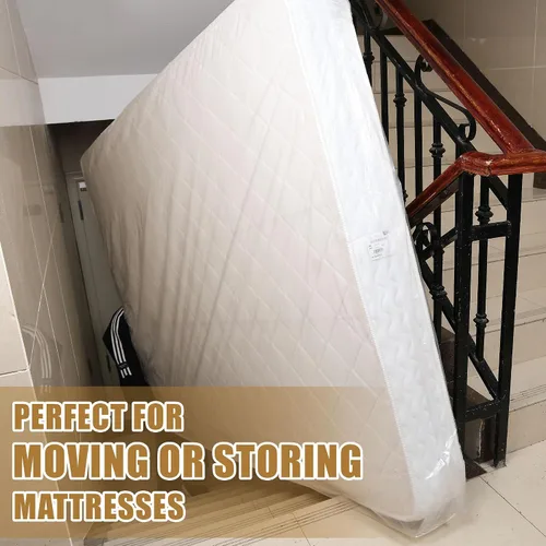 Vista 6 de Bolsa de colchón de plástico para mudanza o almacenamiento, tamaño individual, 1.5 mil Twin/Twin XL Size,Mattress Protector Covers,Moving