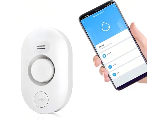 Vista 16 de Detector de fugas de agua Sensor de alarma: Monitor de inundación de agua en el hogar, Monitoreo inteligente de desbordamiento de fregadero Alerta
