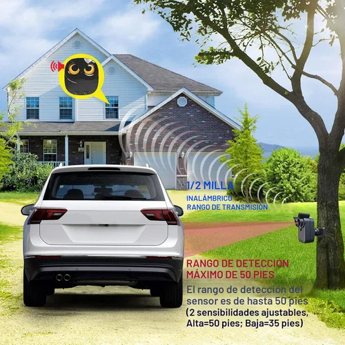Vista 2 de Alarma de entrada - Alarma inalámbrica de 1/2 milla de largo alcance resistente a la intemperie, sensor y detector de movimiento - Sistema de alerta