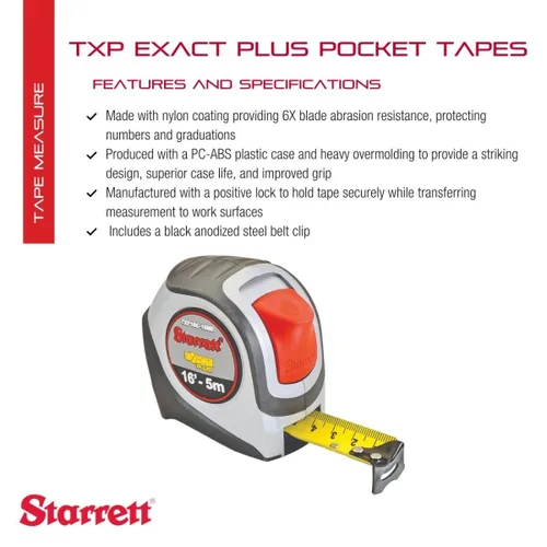 Vista 2 de Starrett Cinta métrica Exact Plus, 1.06 pulgadas de ancho x 16 pies