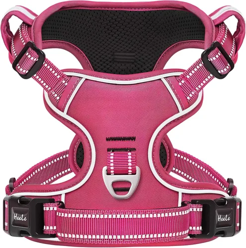 Vista 11 de HEELE Arnés para perro pequeño sin tirones con mango suave, arnés reflectante ajustable, color negro, XS Reflective Front Clip Vest with Control