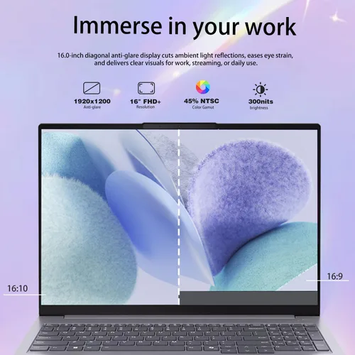 Vista 4 de Lenovo ThinkBook 16 Gen 7 Laptop 16 pulgadas FHD+ antirreflejos AMD Ryzen 5 7533HS 16GB DDR5 1TB SSD Huella digital Wi-Fi 6 HDMI