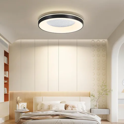 Vista 21 de Lámpara de techo LED moderna, anillo negro empotrado, lámpara de techo con control remoto, lámpara de techo acrílica para dormitorio, pasillo, isla