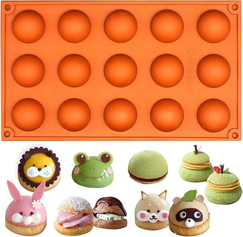 Vista 10 de FUNSHOWCASE Mini molde de silicona para caramelo de chocolate con cúpula hemisferio, 2 unidades, 24 cavitas