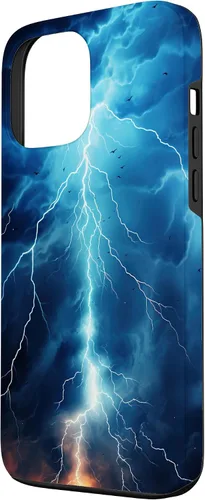 Vista 2 de iPhone 13 Pro Max Cool Blue Lightning Bolt Storm Funda de arte gráfico Wild Nature Sky