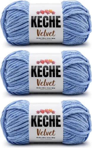 Vista 70 de Keche Hilo para ganchillo, hilo de terciopelo, chenilla suave, manta de bebé voluminosa amigurumi Yarn 3.53 oz (132 yardas) - Arona