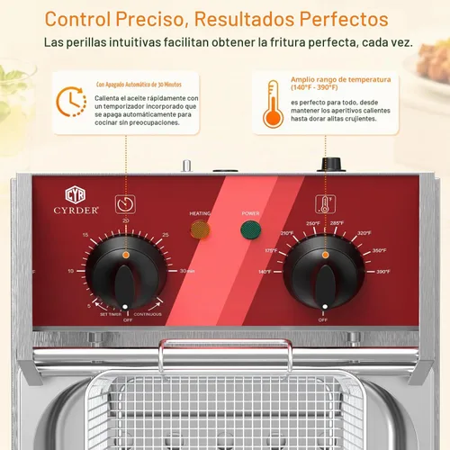 Vista 3 de Freidora eléctrica comercial con temporizador 10L/10.5QT