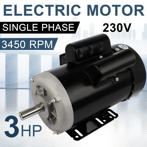 Vista 2 de Motor eléctrico 3HP, motor de servicio agrícola de 3450 rpm, motor monofásico, marco 145T, 230V, 7/8 pulgadas, diámetro del eje, 2.25 pulgadas