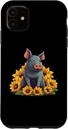 Vista 6 de iPhone 12 mini Cute Pig Lover Sunflower Farmer Farm for Women Men Case