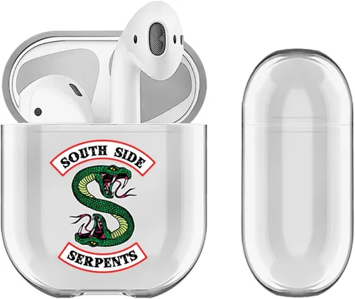 Vista 6 de Head Case Designs Funda de carga con licencia oficial de Riverdale Jughead Wuz Here Key, de cristal duro transparente, compatible con Apple AirPods
