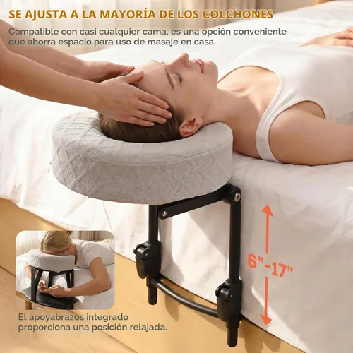 Vista 2 de Massage Headrest for Bed, Adjustable Bed Face Cradle Holder with Armrest