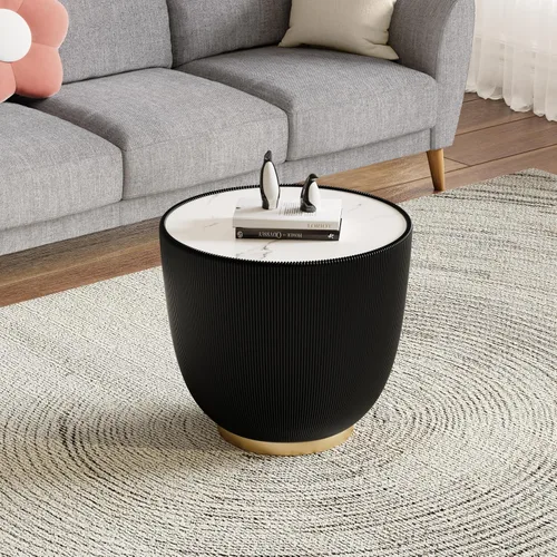 Vista 31 de Mesa de centro moderna, mesa de té central circular de 15.75 pulgadas, mesa de cóctel, mesas de centro redondas cilíndricas para sala de estar