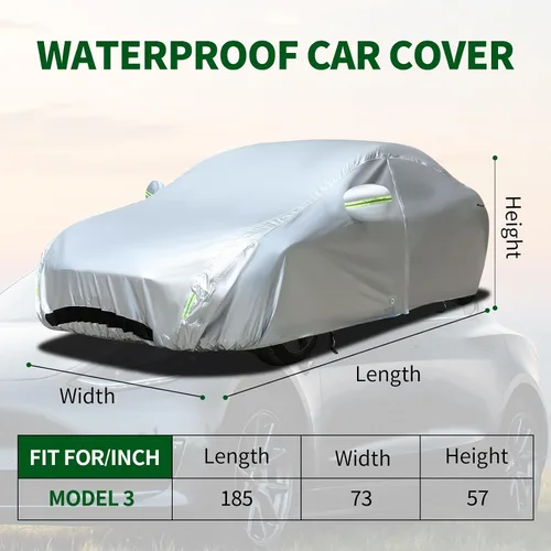 Vista 7 de TECOOM Funda de coche apta para Tesla Model 3, impermeable para todo tipo de clima, modelo 3 2017-2023 con forro polar, malla ventilada, apertura