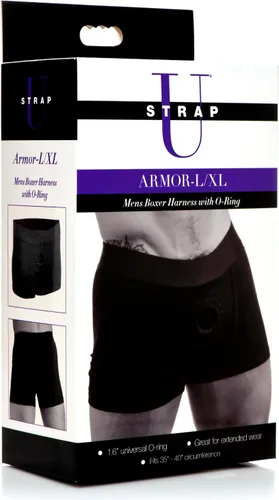 Vista 4 de Strap U Arnés tipo bóxer de armadura con junta tórica, hecho con mezcla de algodón transpirable para hombres y mujeres, elástico de apoyo que se