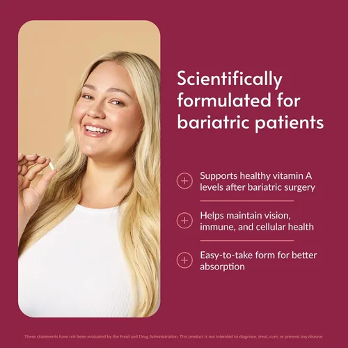 Vista 2 de Bariatric Advantage Vitamina A 3,000 mcg - para pacientes de cirugía bariátrica - Mini cápsulas fáciles de digerir - Suplementos de vitamina A
