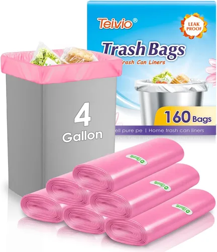 Vista 16 de Bolsas de basura fuertes de 1.2 galones, 220 unidades, bolsas de basura para baño, bolsas de plástico pequeñas para la oficina en casa, cocina, se
