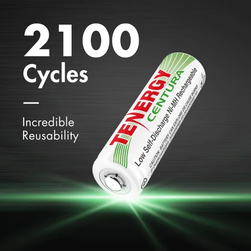 Vista 4 de Tenergy Centura AA & aaa baja autodescarga LSD NiMH rechargeable batteries, 10406, 4 piezas, 1